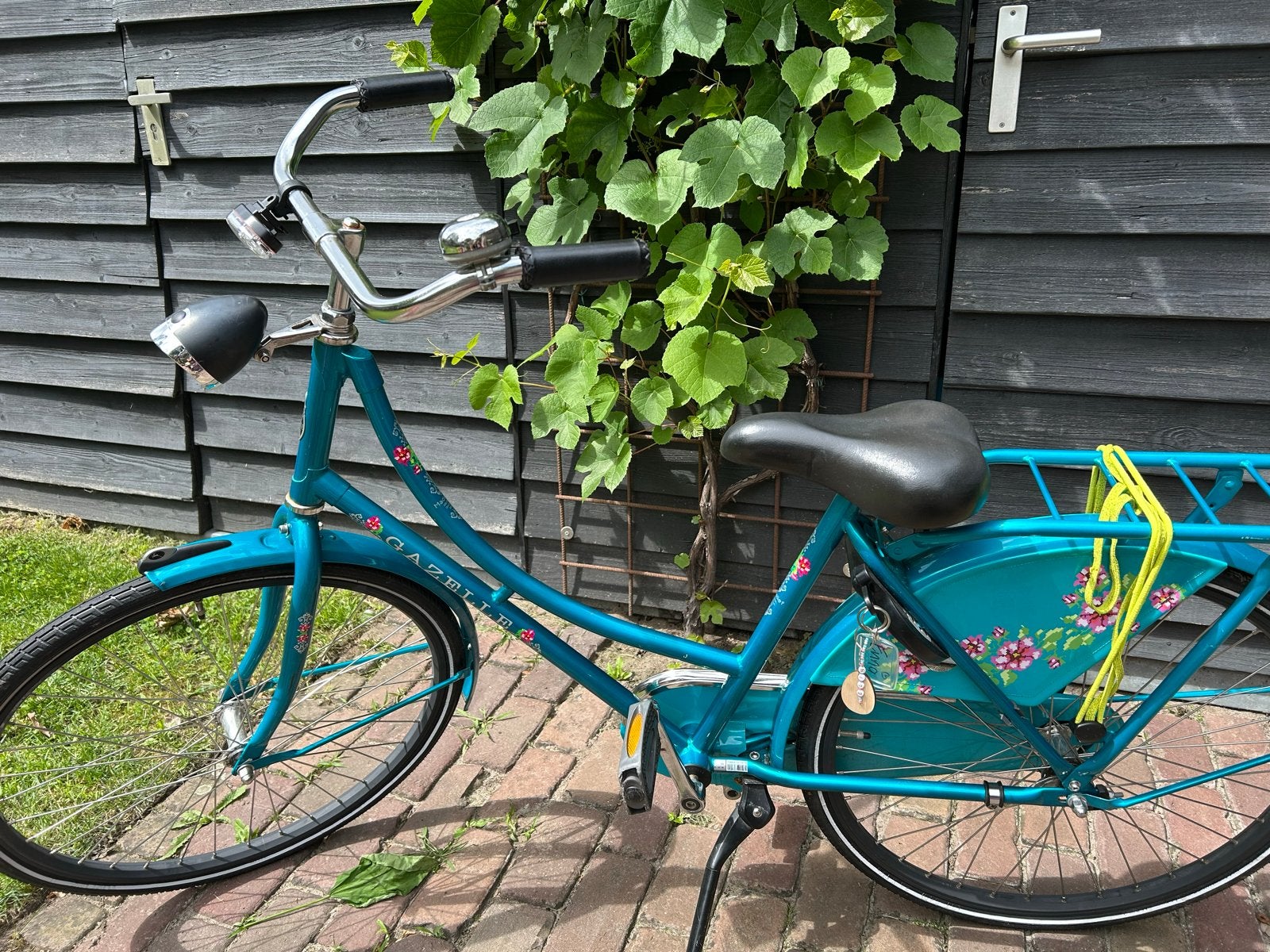 Gazelle Damesfiets - Turquoise met Bloemen, Fietsen en Brommers, Ophalen, Terugtraprem, Minder dan 47 cm, Gazelle
