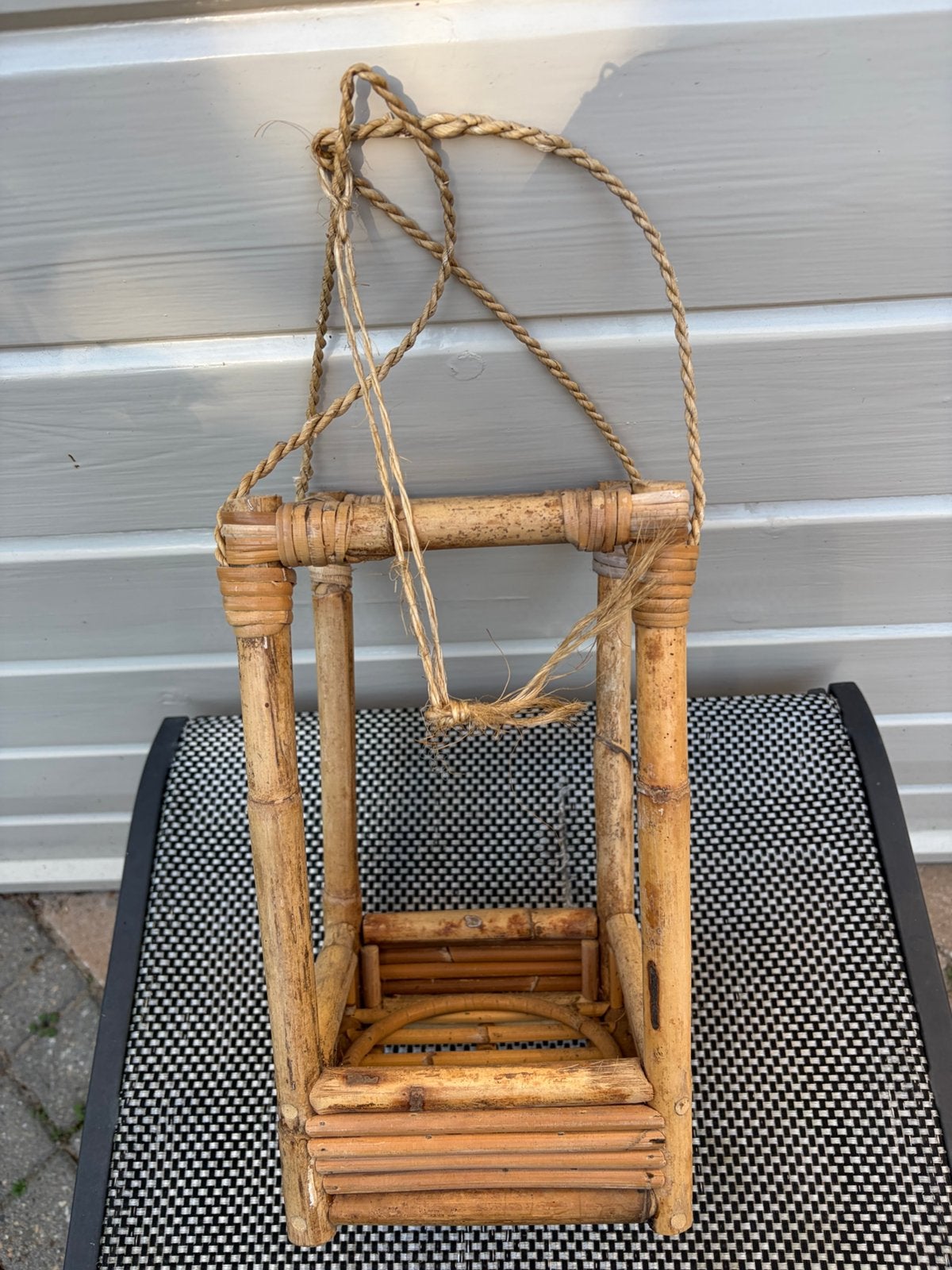 Een plantenhanger of staander H30x15x15 bamboe, Tuin en Terras, Ophalen of Verzenden, Gebruikt