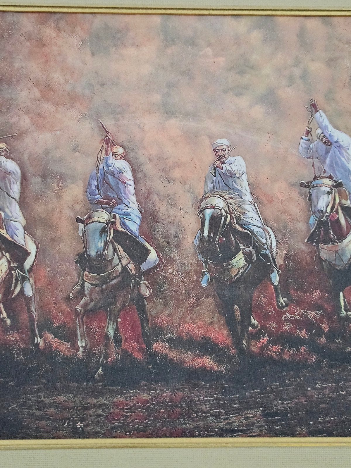 schilderij paarden en ruiters, Ophalen of Verzenden, Overige thema's