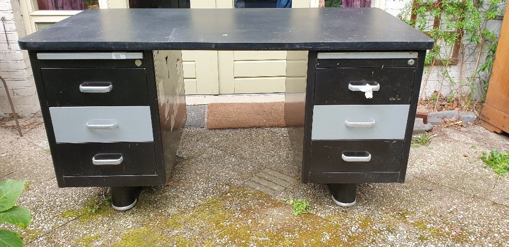 Vintage industrieel bureau (Ahrend), Ophalen, Gebruikt, 150 cm, Metaal