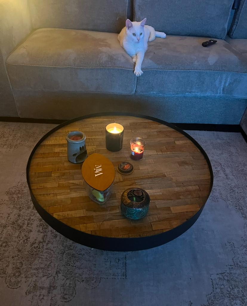 Wood industriele salontafel, 100 tot 150 cm, Zo goed als nieuw, Minder dan 50 cm, Rechthoekig
