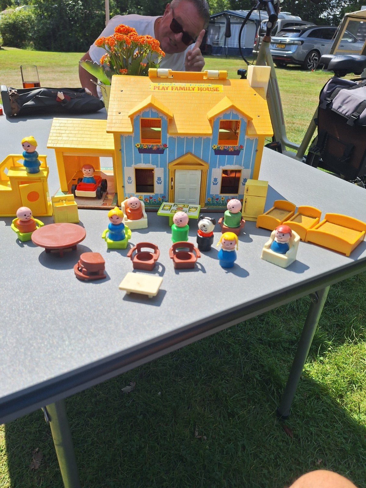 Vintage Fisher-Price Play Family House met accessoires, Ophalen of Verzenden