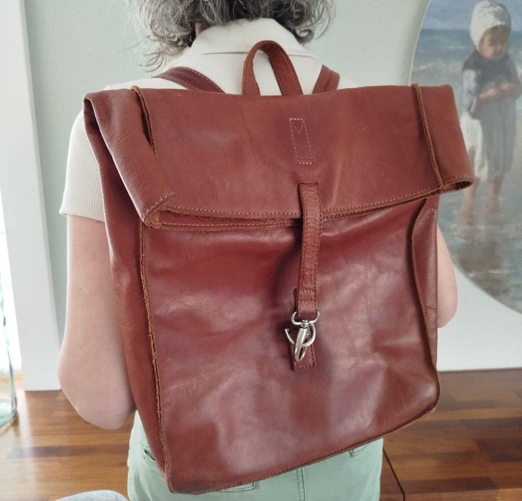 Cowboysbag - leren rugzak, 25 tot 40 cm, Zo goed als nieuw, 30 tot 45 cm, Ophalen