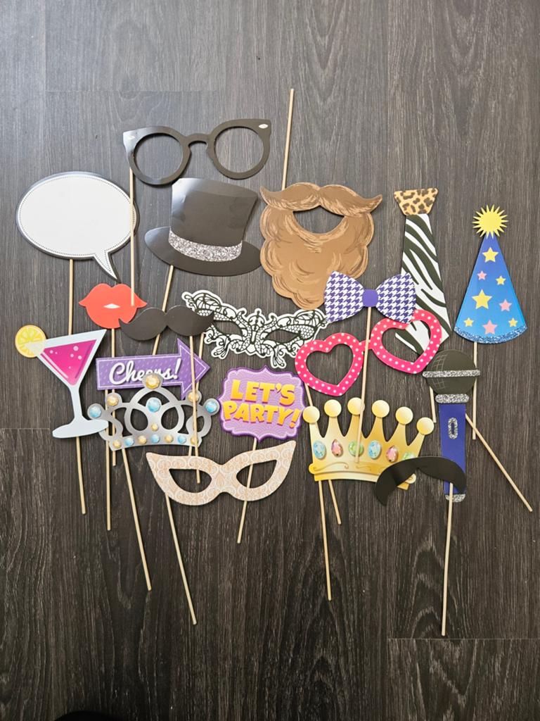 Photobooth props accessoires, Ophalen of Verzenden, Zo goed als nieuw, Feestartikel, Geboorte of Huwelijk
