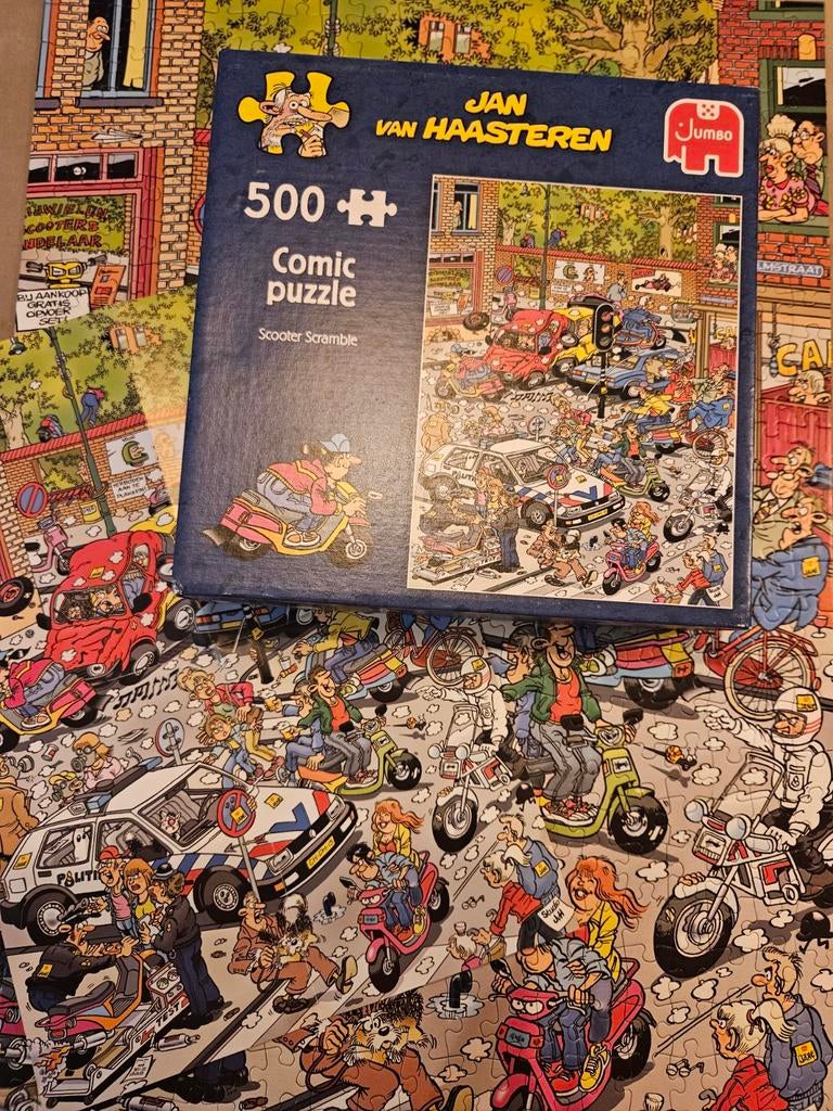 Jan van Haasteren puzzel 500 Scooter Scramble, Ophalen of Verzenden, 500 t/m 1500 stukjes, Zo goed als nieuw