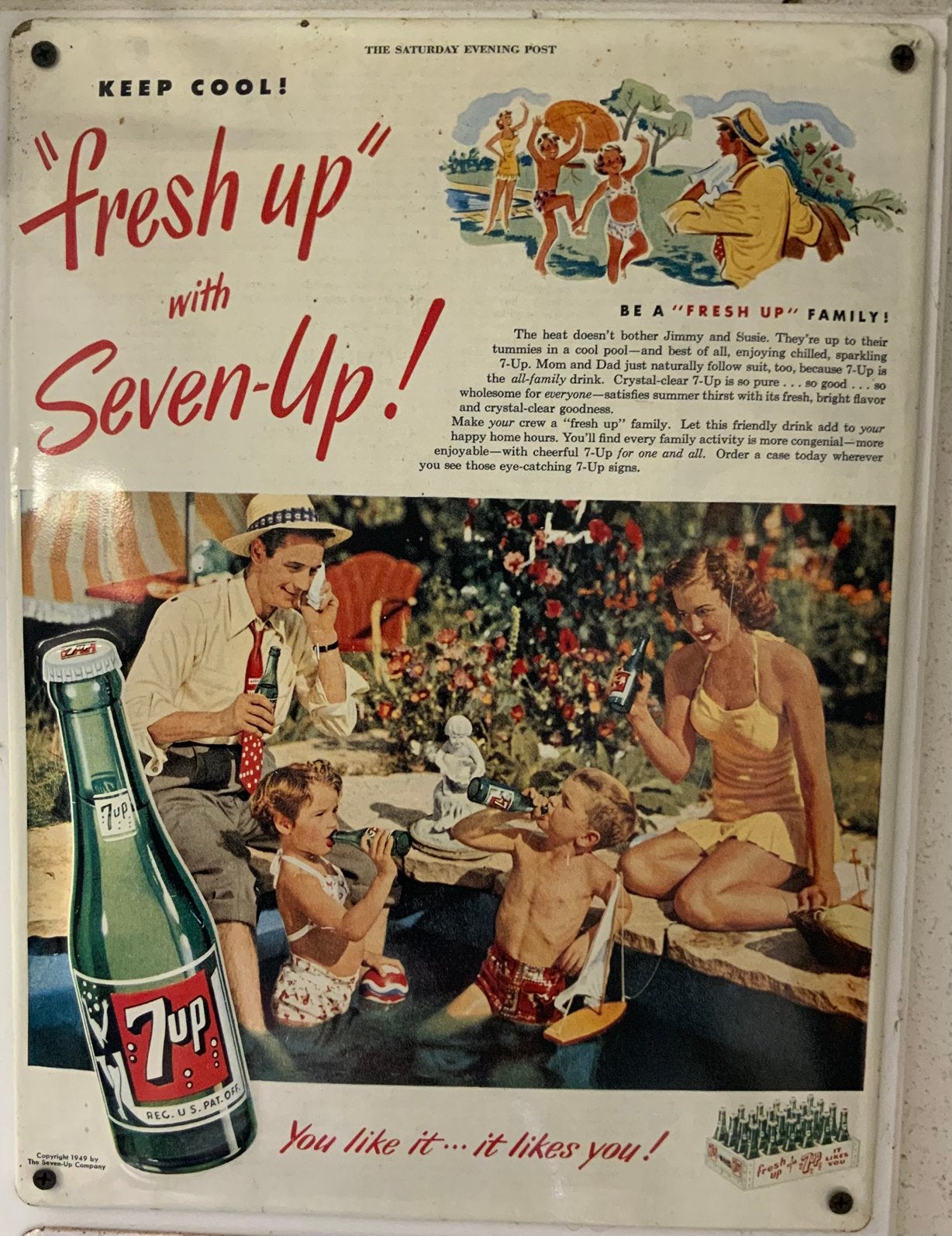 Metalen reclamebord 7UP, Verzamelen, Ophalen of Verzenden, Reclamebord