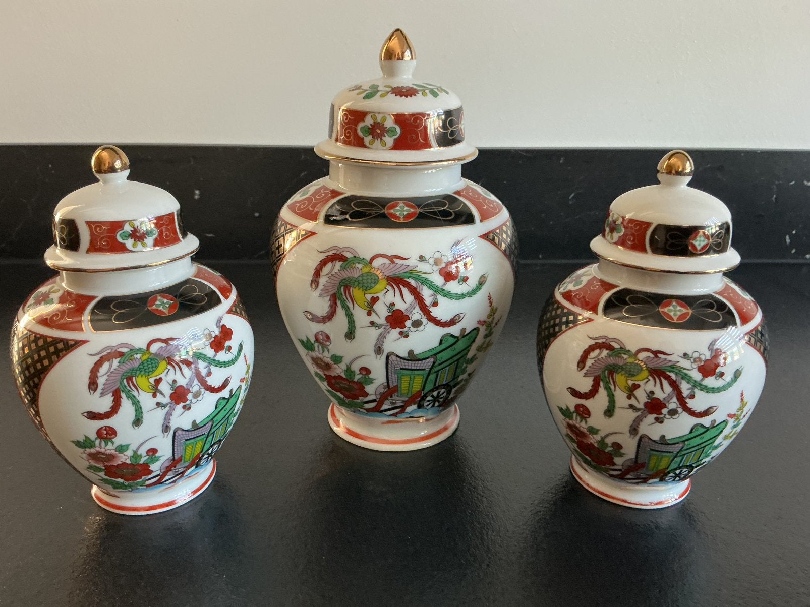 3  chinese vazen met deksel, Ophalen of Verzenden