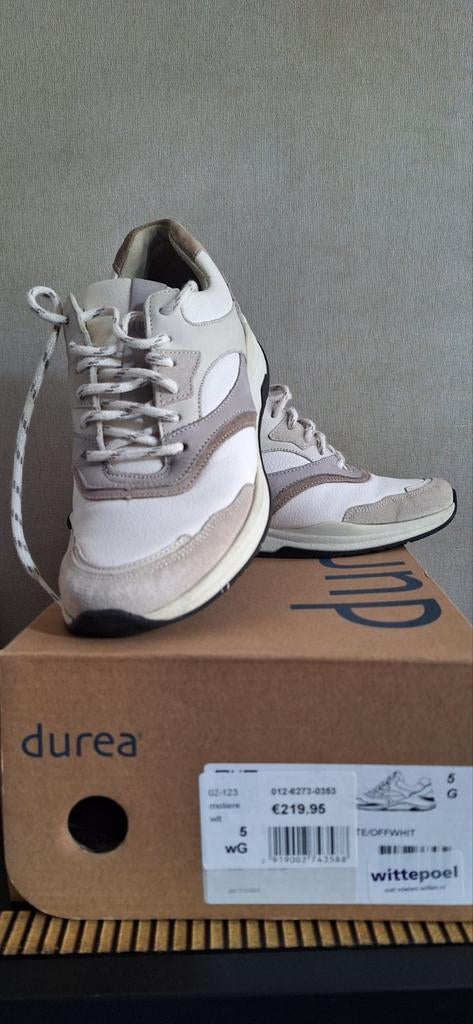 Durea sneakers wit/beige, maat 38 (5G), Durea, Wit, Nieuw, Ophalen of Verzenden