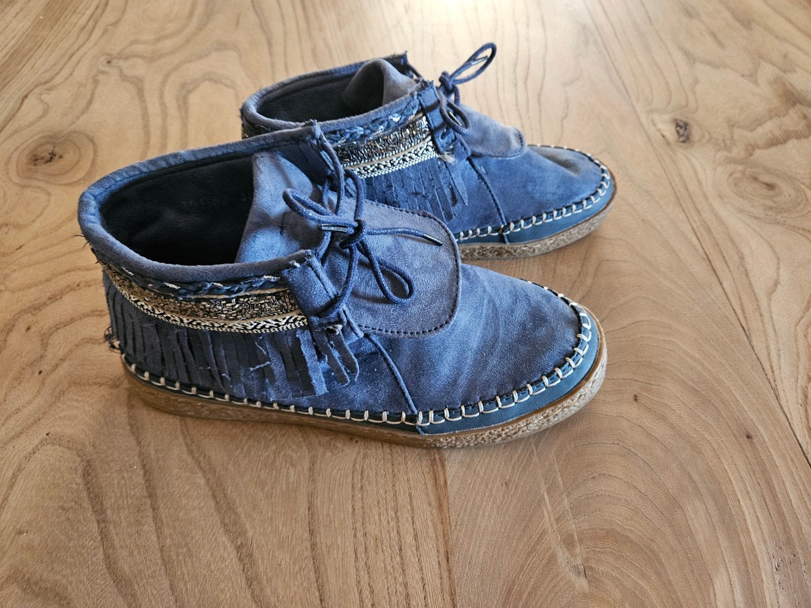 Boe Bou Enkellaarsjes met Franjes en Kralen - Maat 38, Blauw, Boe Bou, Lage of Enkellaarzen, Ophalen of Verzenden