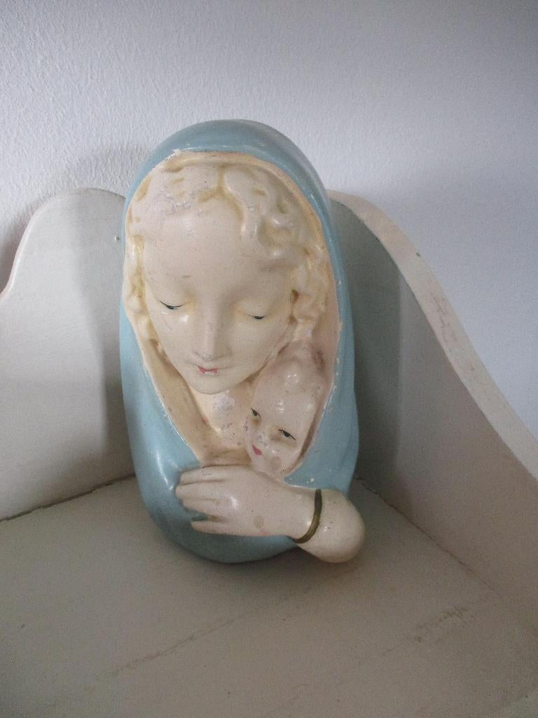 mooi brocante borstbeeldje Maria met Kindje Jezus, Ophalen of Verzenden