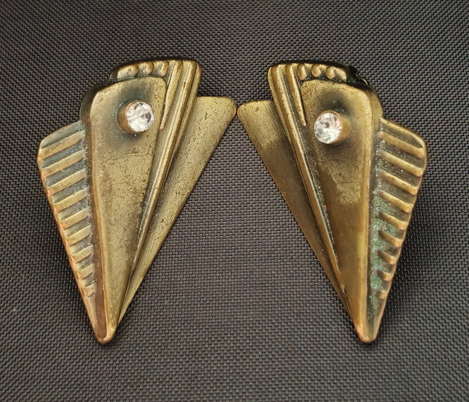 Vintage Art Deco multani goldline clip Oorbellen, Verzenden, Zo goed als nieuw, Overige materialen