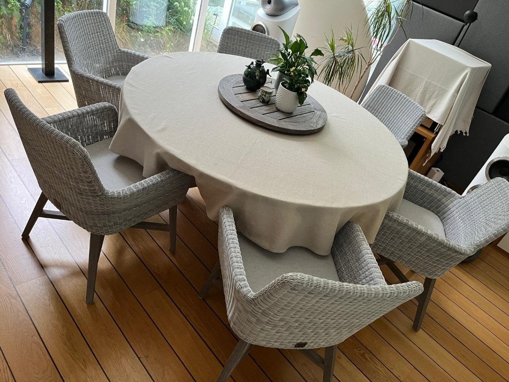 4 Seasons luxe tuinmeubelset 160cm tafel + 6 stoelen, Ophalen, 6 zitplaatsen, Zo goed als nieuw, Wicker