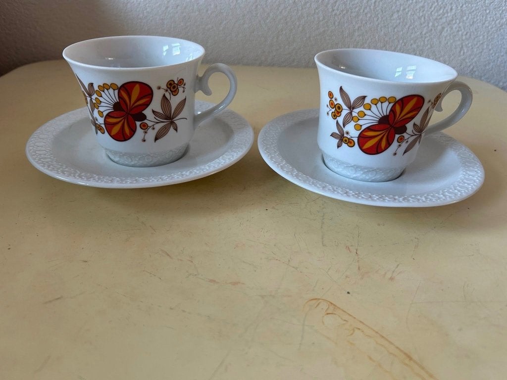Vintage retro kop en schotel set - Jaren 70, Ophalen of Verzenden