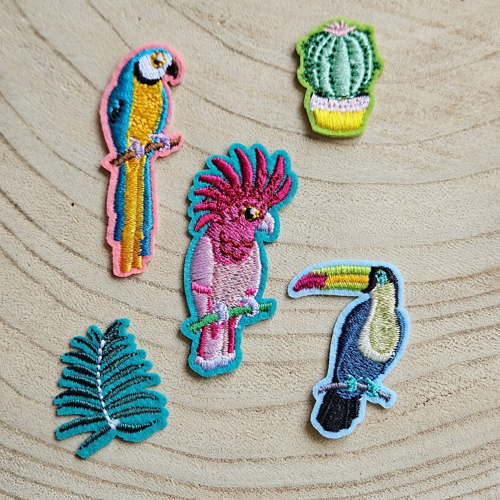 Strijk embleem applicatie patch setje Papegaai, D, Nieuw, Ophalen of Verzenden, D