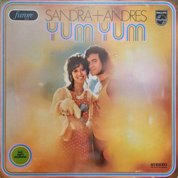 Vinyl LP uit 1974 van Sandra en Andres Yum Yum, Beschermende buitenhoes, LP, Gebruikt, Pop