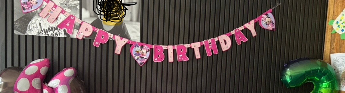 Minnie Mouse Happy Birthday slinger, Ophalen of Verzenden, Zo goed als nieuw, Versiering, Verjaardag
