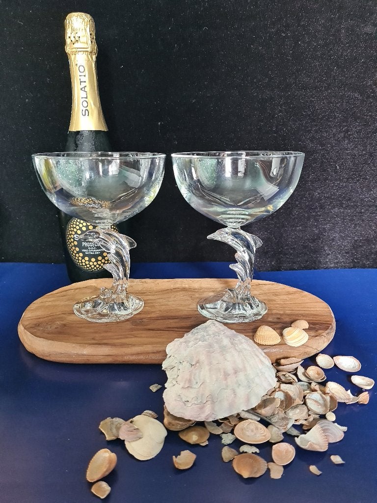Cristal d'Arques Paris- set 2 kristallen 'Dolfijn' coupes, Ophalen of Verzenden