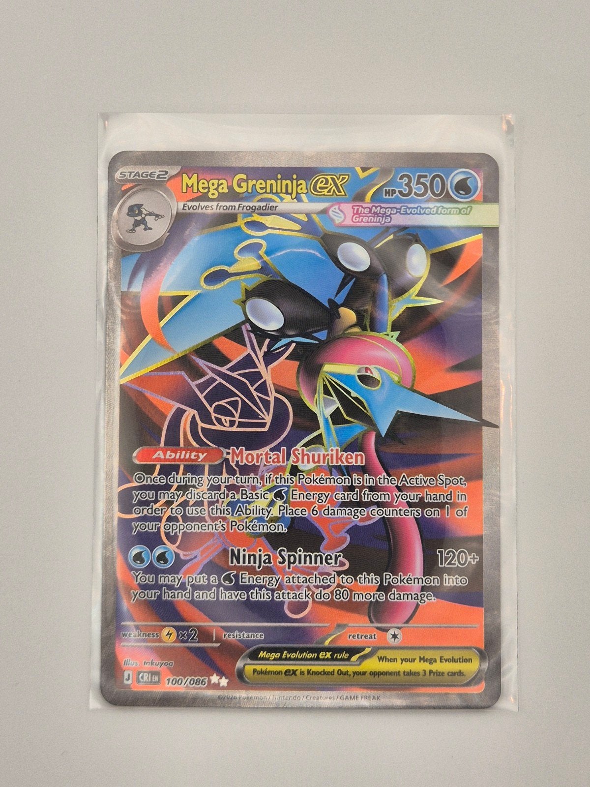 Mega Greninja EX 100, Ophalen of Verzenden, Zo goed als nieuw, Losse kaart