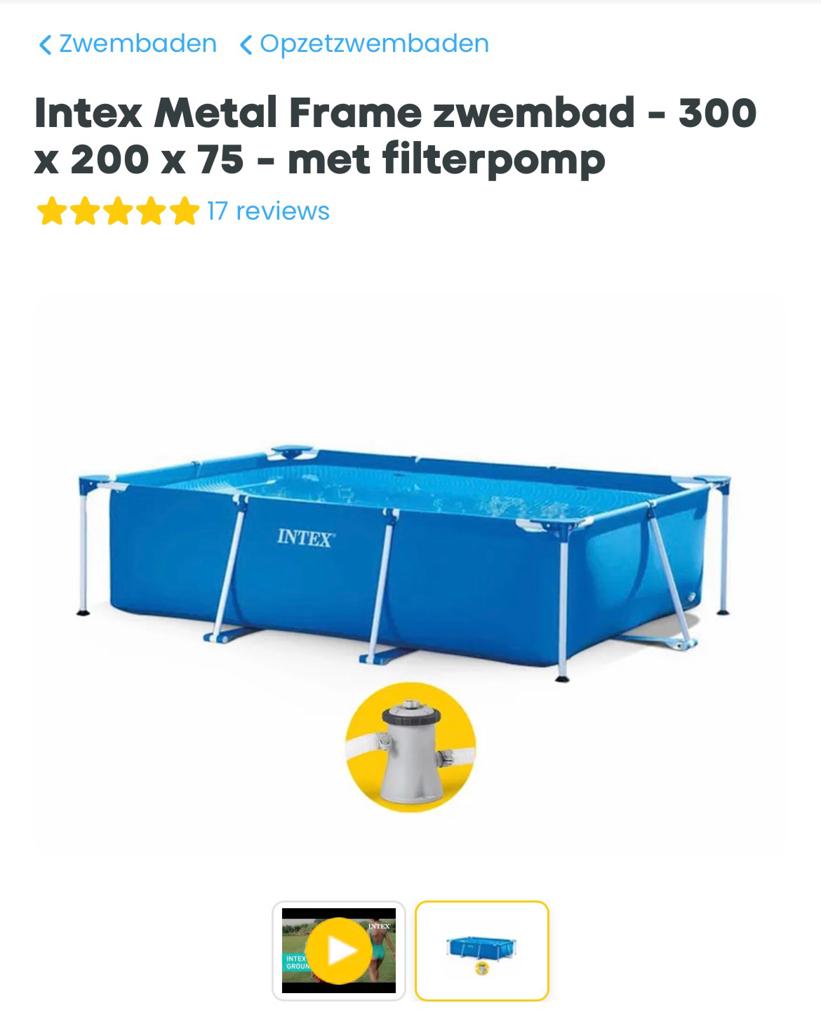 Intex zwembad., Minder dan 80 cm, Ophalen of Verzenden, Zo goed als nieuw, Opzetzwembad