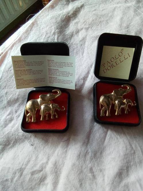 nieuw vintage 2 broches olifant olifanten van paolo dorelli, Sieraden, Tassen en Uiterlijk, Broches, Ophalen, Overige materialen