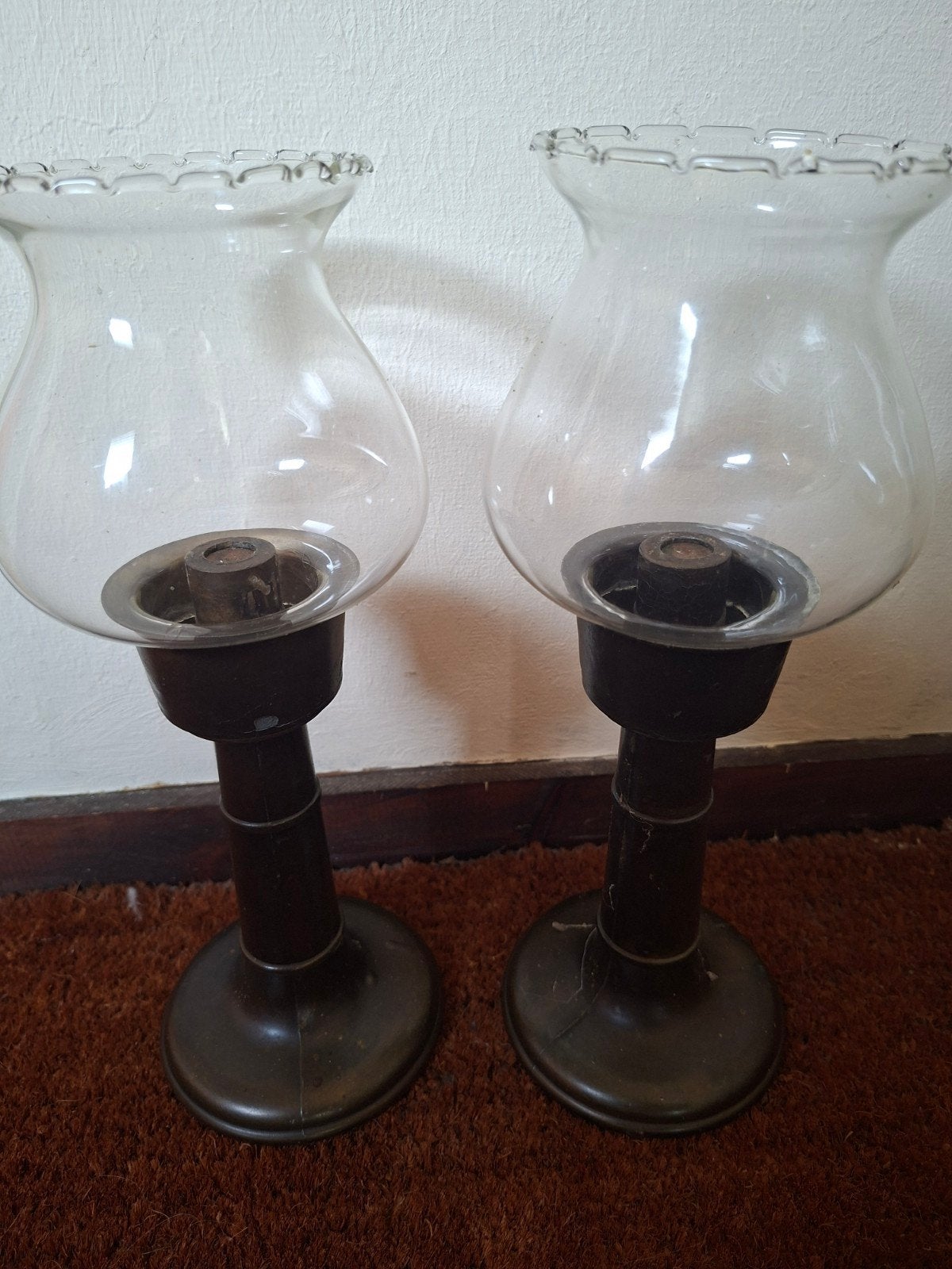 Prachtige set van 2 vintage windlichten, hurricane kandelaar, Ophalen of Verzenden