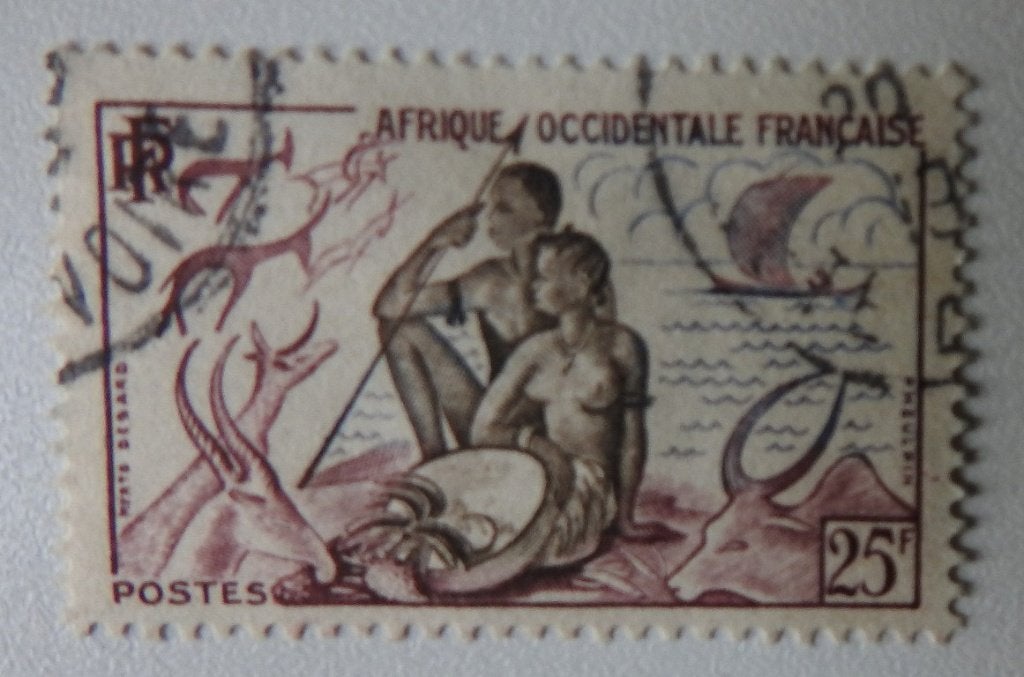 Postzegel West Afrika 1954, Verzenden, Overige landen, Gestempeld