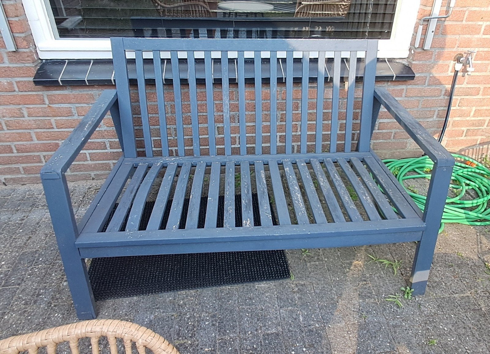 Houten tuinbank - Grijs, Ophalen, Gebruikt, Hout