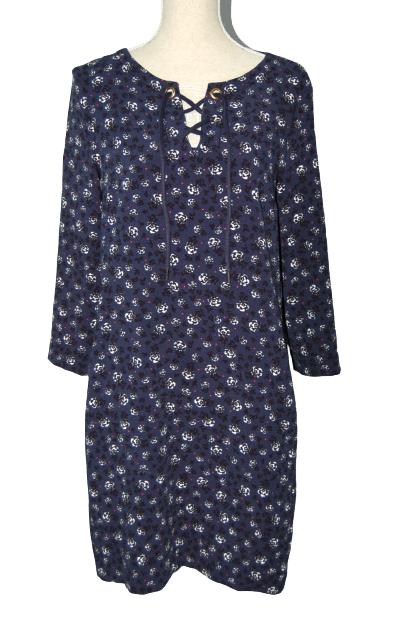 Vanilia, Madonna jurk, flower dot, blauw, Mt. 38 / M, Maat 38/40 (M), Vanilia, Zo goed als nieuw, Boven de knie