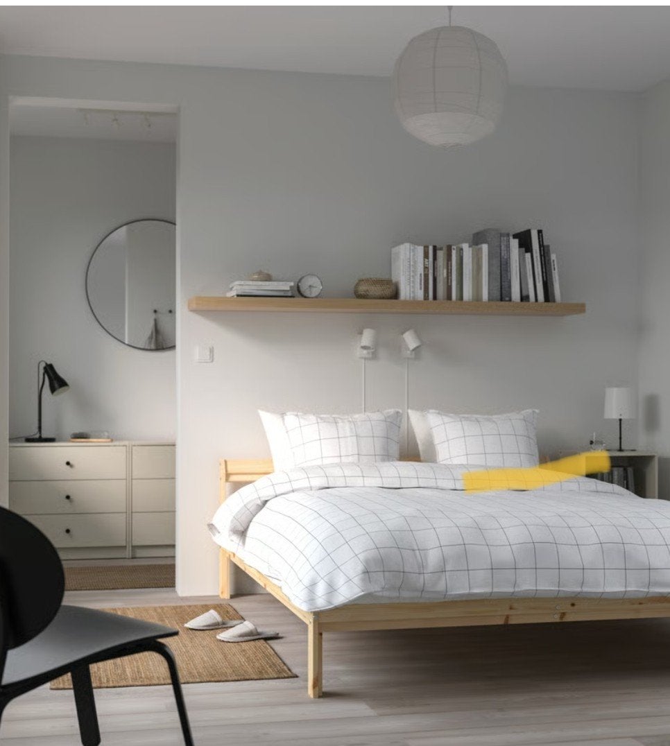 IKEA NEIDEN Bedframe grenen 140x200 cm, Ophalen, Beige, Tweepersoons, 140 cm