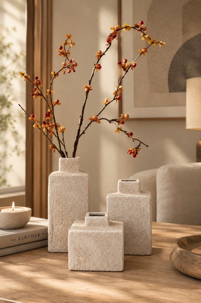 Lisboa white vase cube set van 3 | Nieuw, Wit, Nieuw, Ophalen of Verzenden, Steen/keramiek
