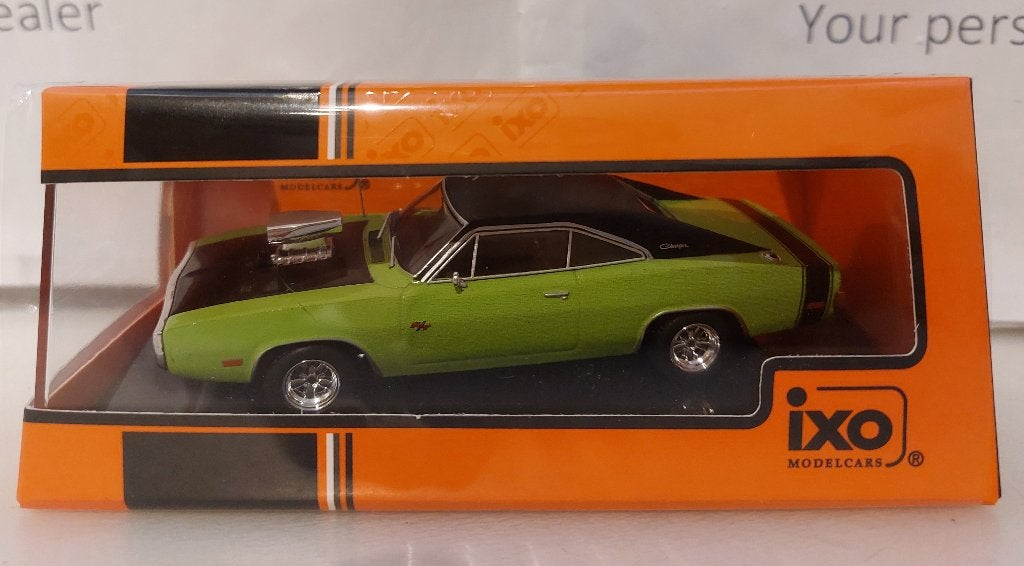 Ixo 1:43 Dodge Charger 1970 groen/zwart nieuw in display, Ophalen of Verzenden, Nieuw, Auto, Overige merken
