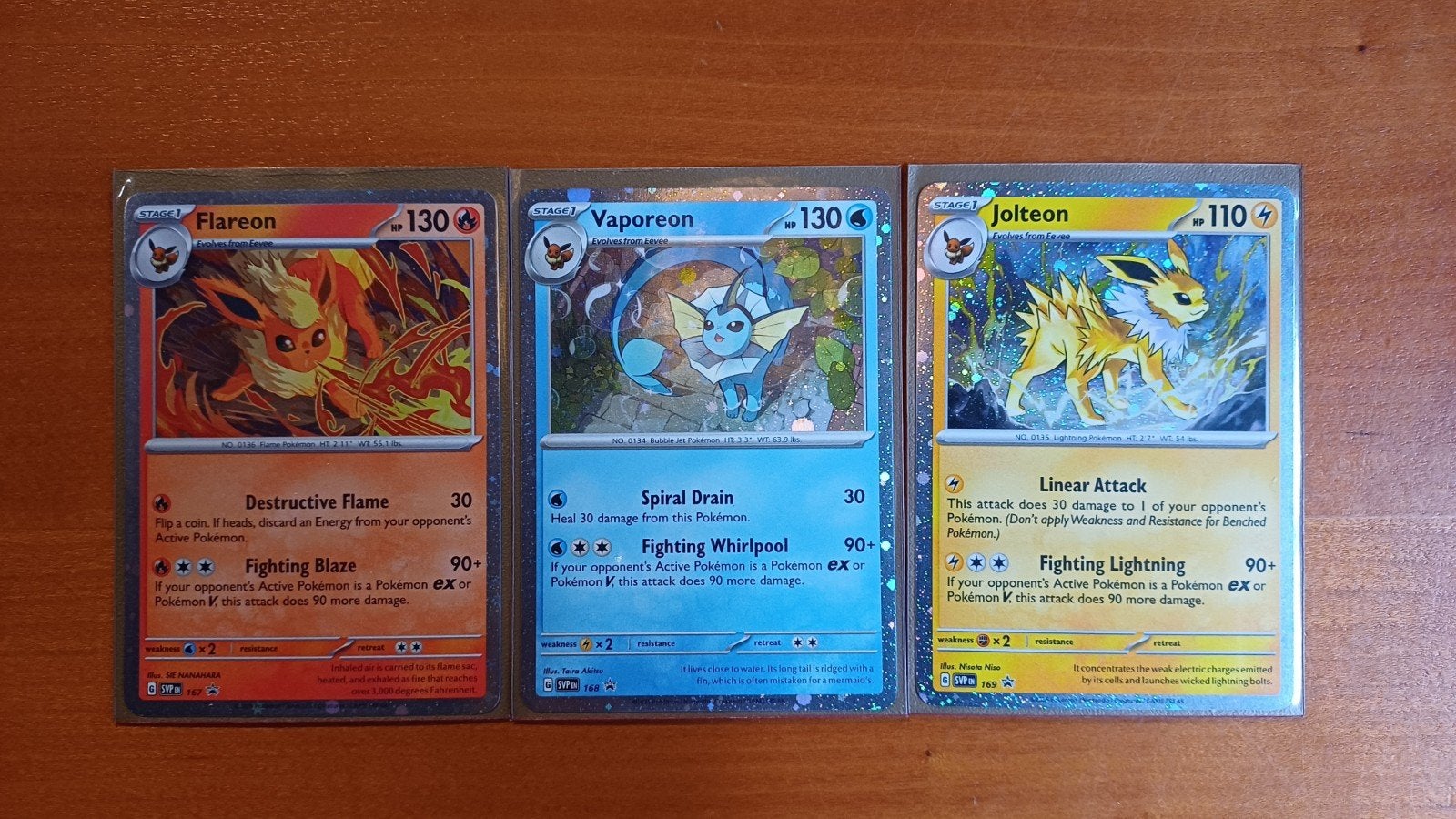 Pokémon Kaarten: Flareon, Vaporeon, Jolteon (Foil), Ophalen of Verzenden, Zo goed als nieuw, Meerdere kaarten, Foil