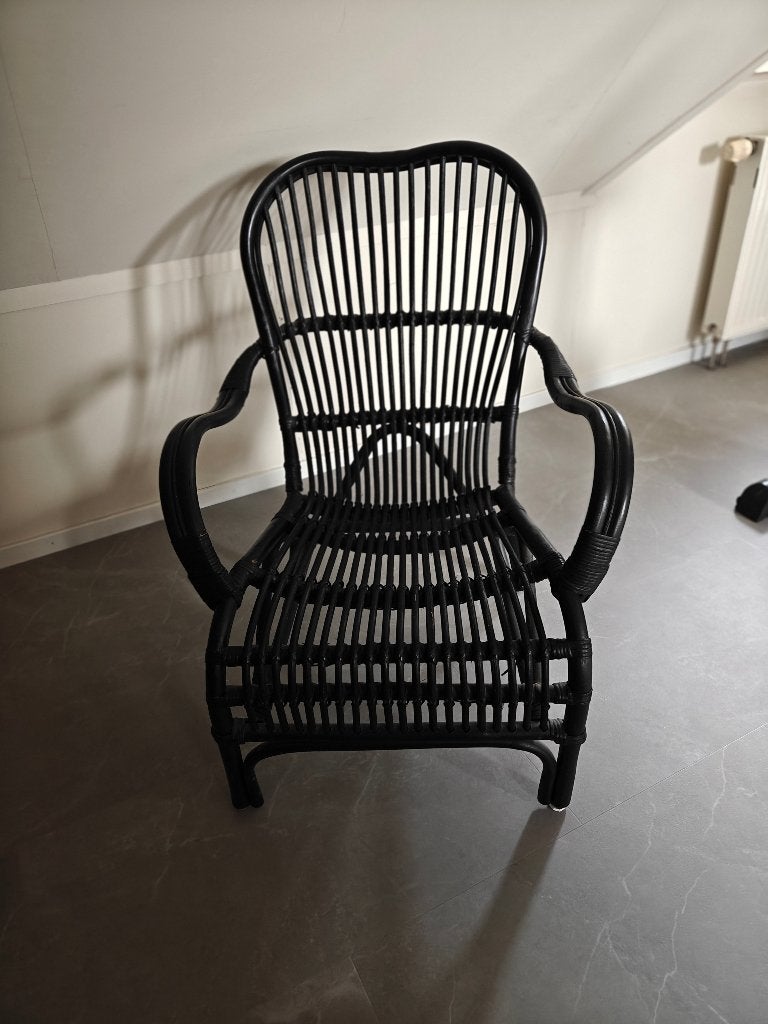 Stoel zwart riet, Huis en Inrichting, Stoelen, Ophalen, Riet, Gebruikt, Zwart
