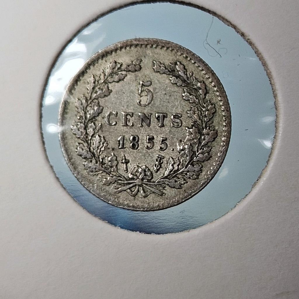 5 cent 1855 Nederland Willem 3, Postzegels en Munten, Munten | Nederland, Koning Willem III, Verzenden, Zilver, Losse munt