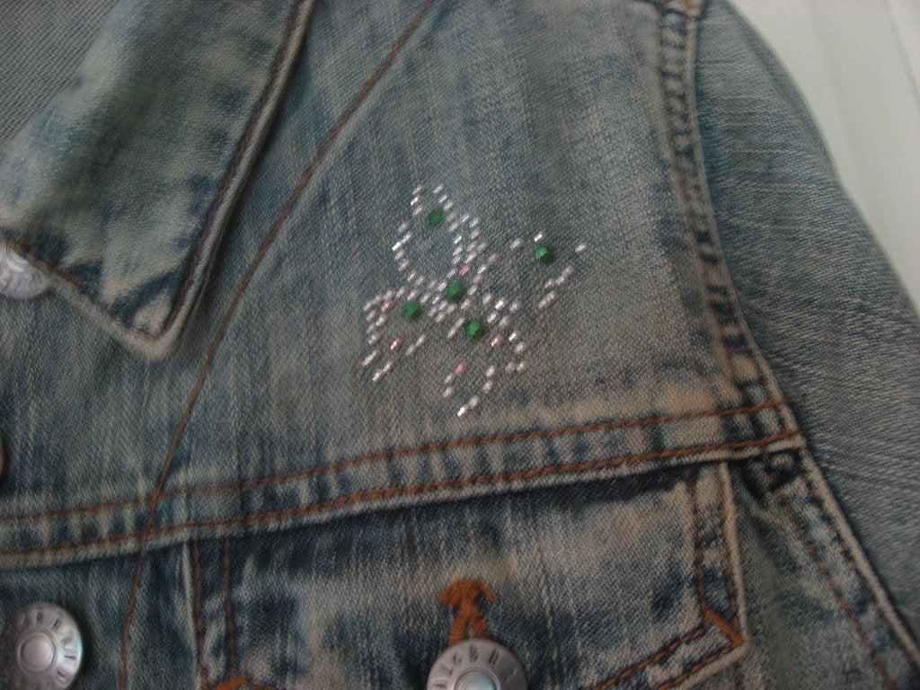 NIEUW denim jeans jack met strass vlinder, mt 146/152, Verzenden, Nieuw, Meisje, Jas