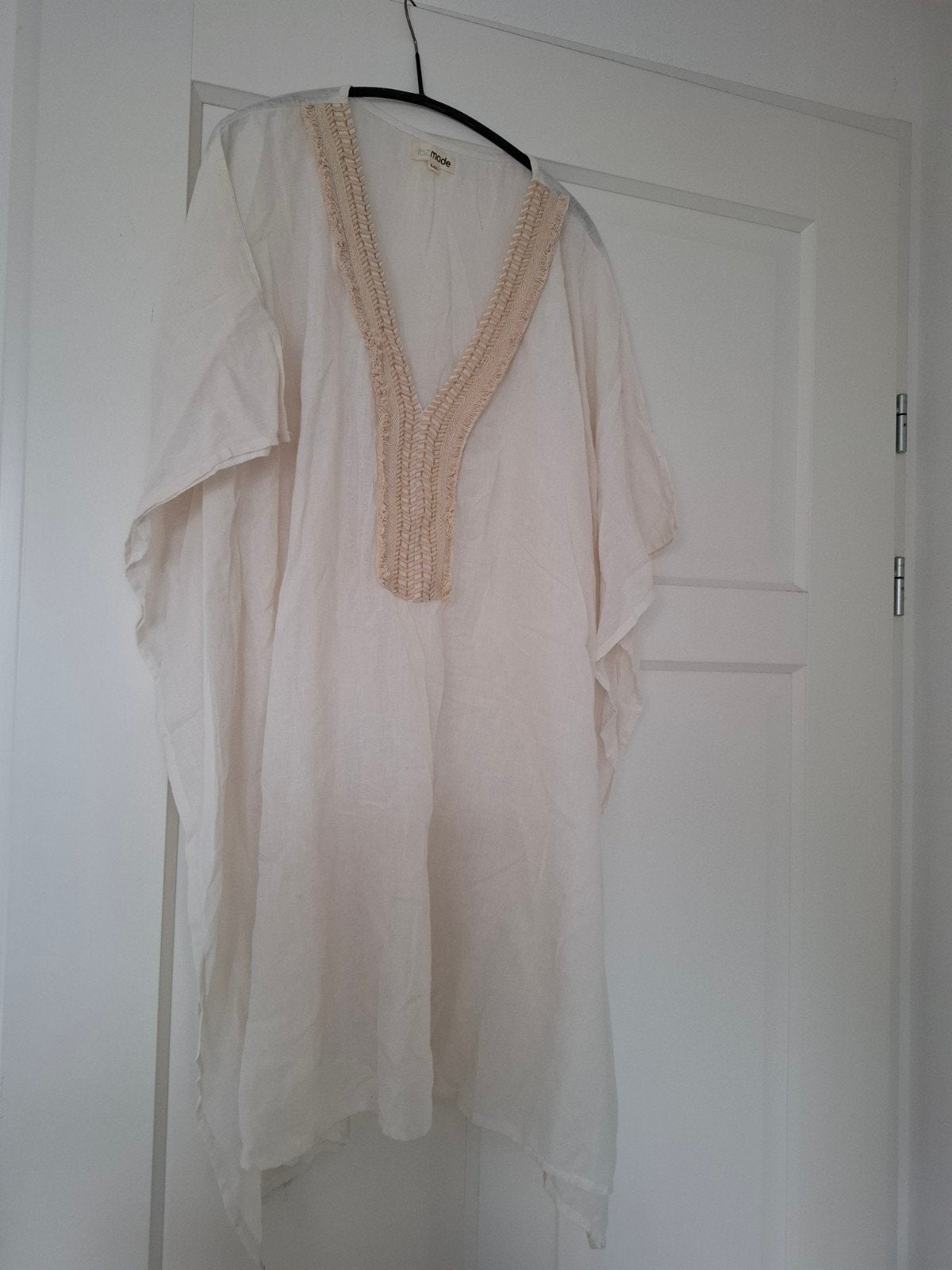 Ibiza Mode Kaftan XL/XXL - Wit met beige details, Ibiza Mode, Verzenden, Wit, Maat 46/48 (XL) of groter