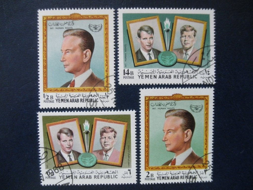 Postzegels Jemen 1968 J.F. Kennedy., Ophalen of Verzenden, Gestempeld, Midden-Oosten