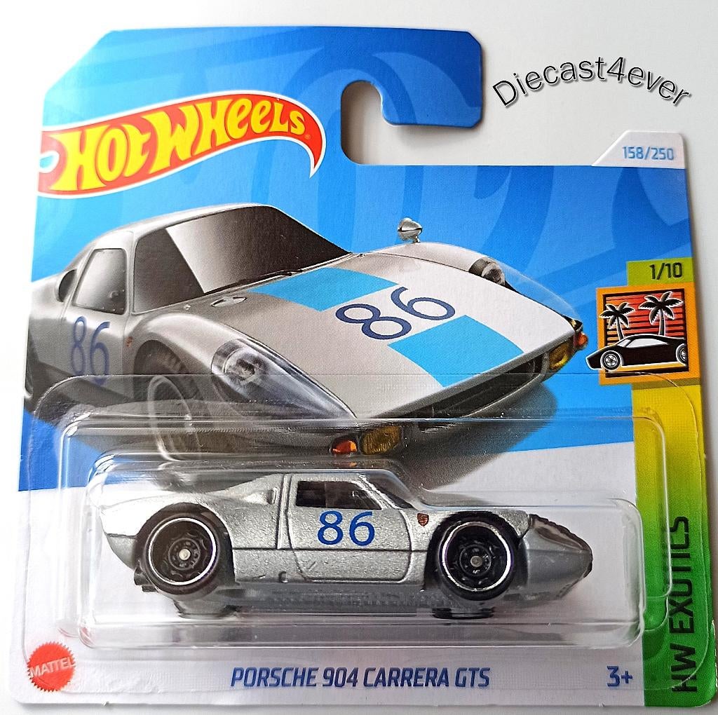 Hot Wheels Porsche 904 Carrera GTS, Zilver-blauw, Ophalen, Nieuw, Auto