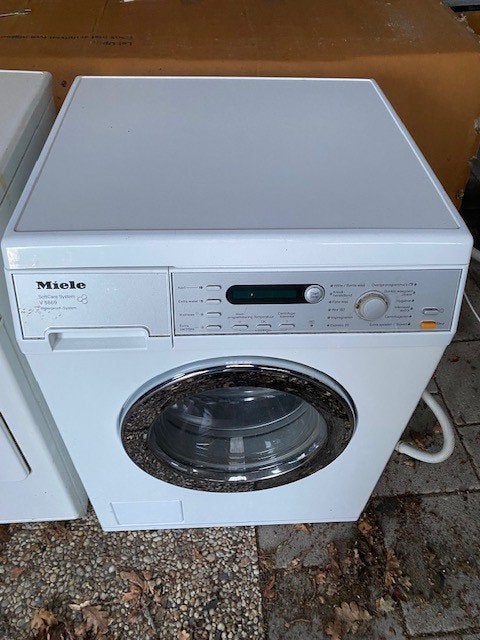 Miele V5869 wasmachine & Miele softcare T4123 droger, Witgoed en Apparatuur, Wasmachines, Ophalen, Gebruikt, Voorlader, 85 tot 90 cm