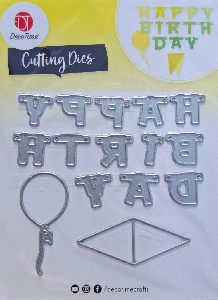 Snijmal Embossing nr 21 Happy Birthday, ballon, vlaggetje, Nieuw, Ophalen of Verzenden, Overige thema's, Pons of Mal