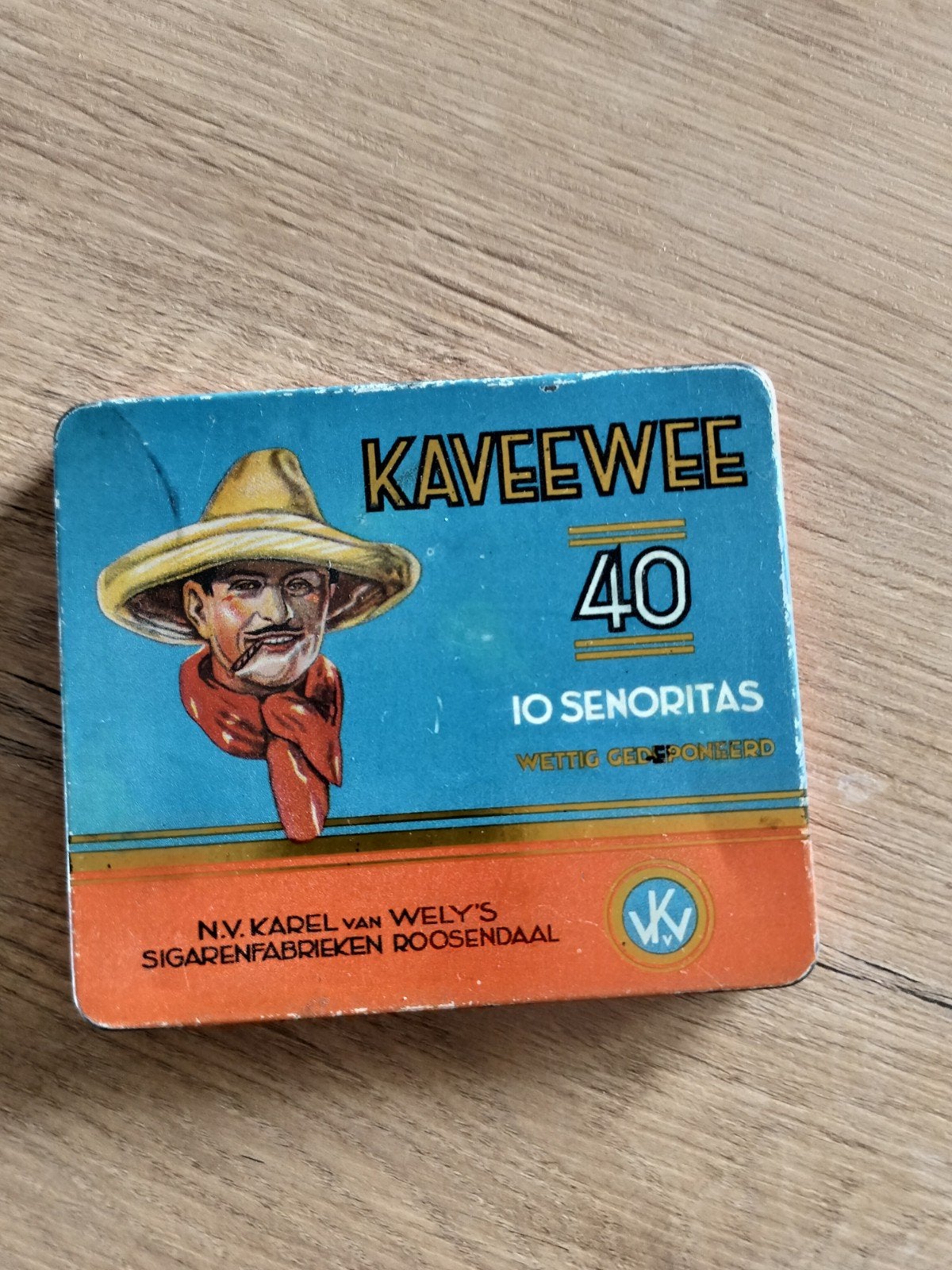 kaveewee sigaren blikje, Verzamelen, Blikken, Ophalen of Verzenden, Gebruikt, Overige