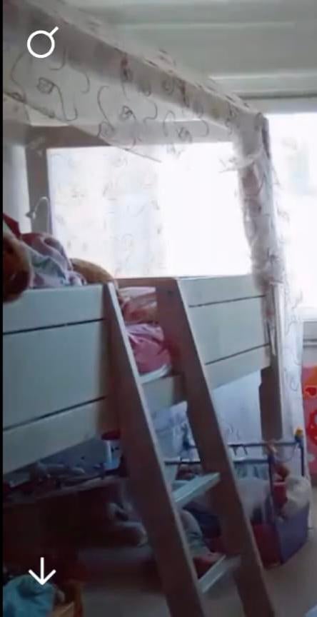 Life Time Halfhoogslaper met hemelboog en stoffen hemel, Ophalen, Zo goed als nieuw