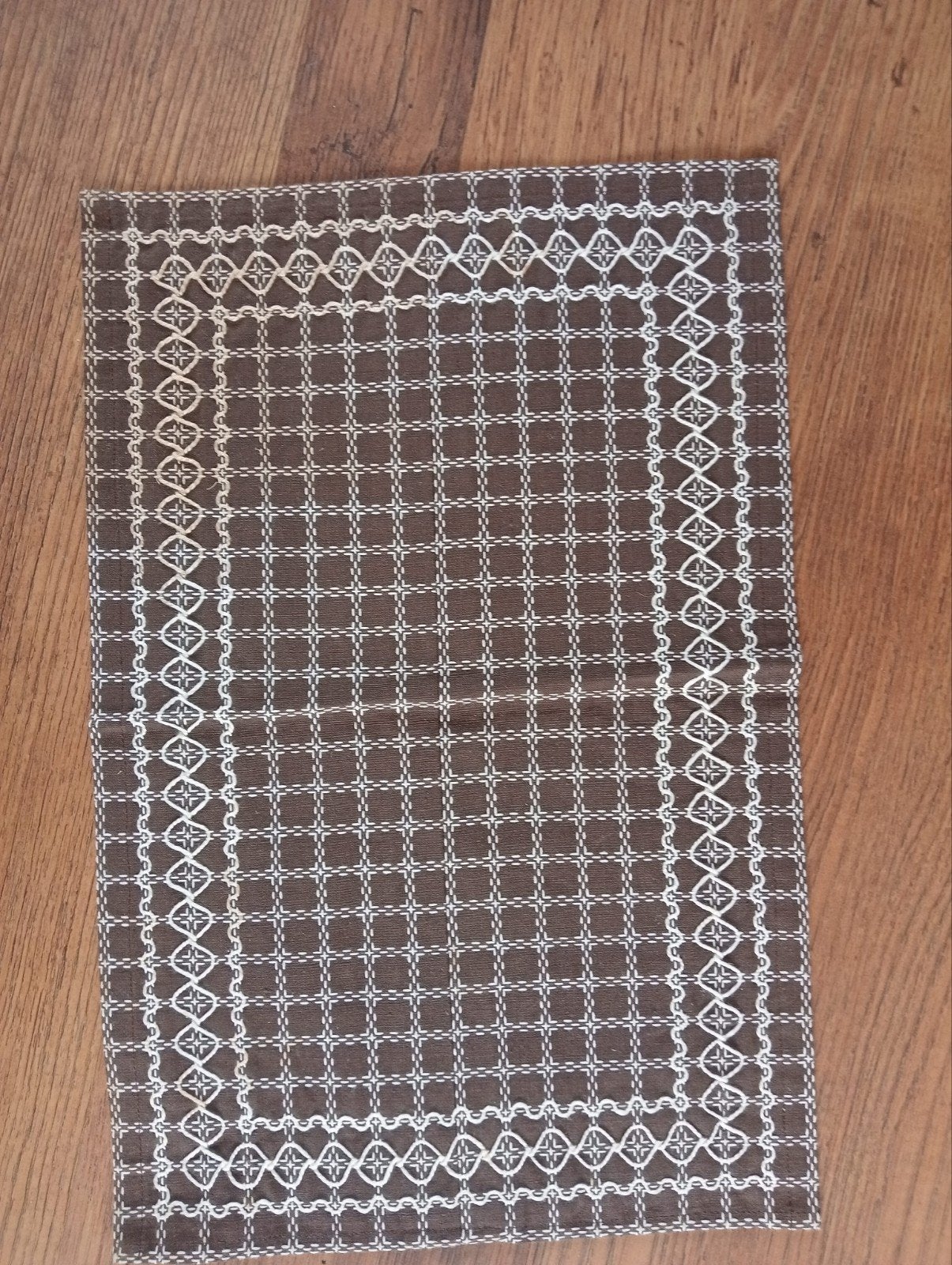 Bruin vintage Beiersbonte placemat / kleedje, Ophalen of Verzenden, Rechthoek, Bruin
