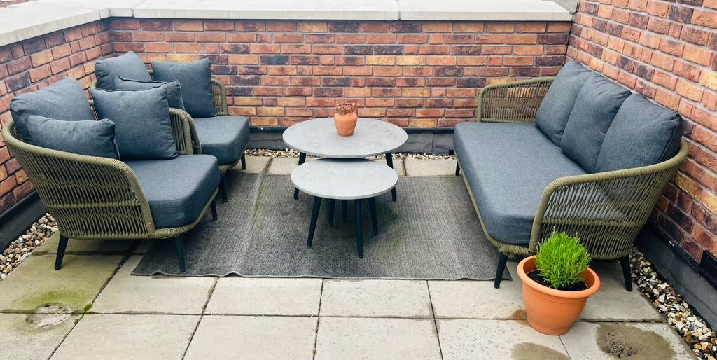 Loungeset ~ 5 delig ~ touw/aluminium, Tuin en Terras, Tuinsets en Loungesets, Zo goed als nieuw, Aluminium, Ophalen of Verzenden