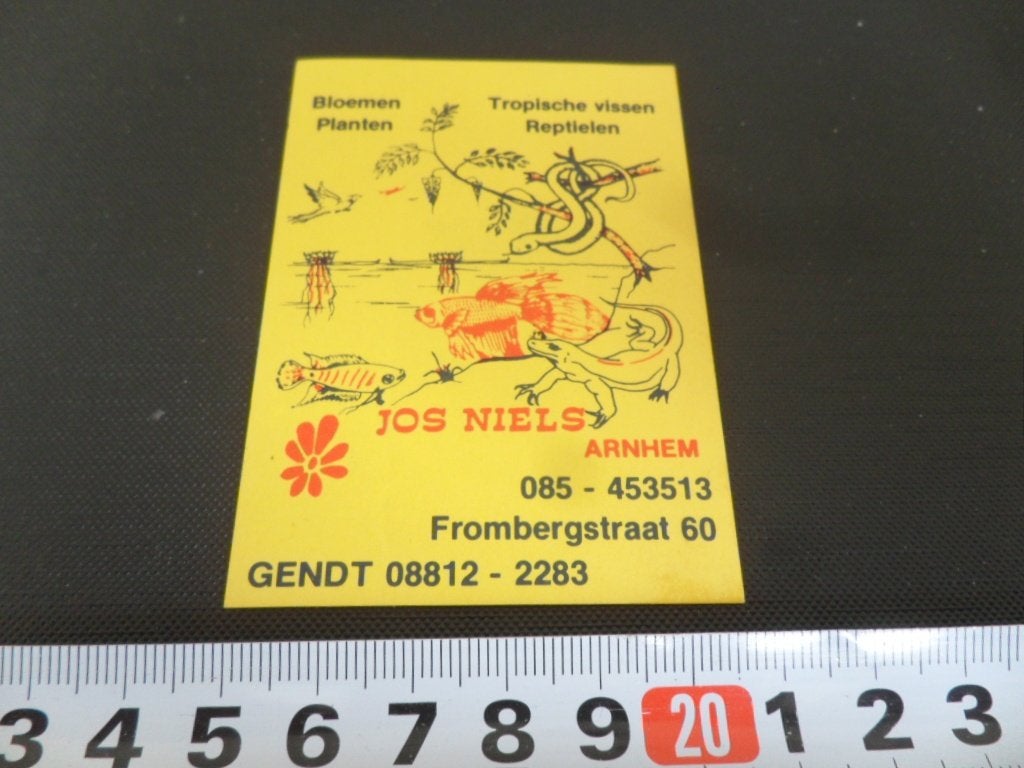 sticker gendt arnhem JOS NIELS reptielen vissen bloemen, Ophalen of Verzenden, Zo goed als nieuw