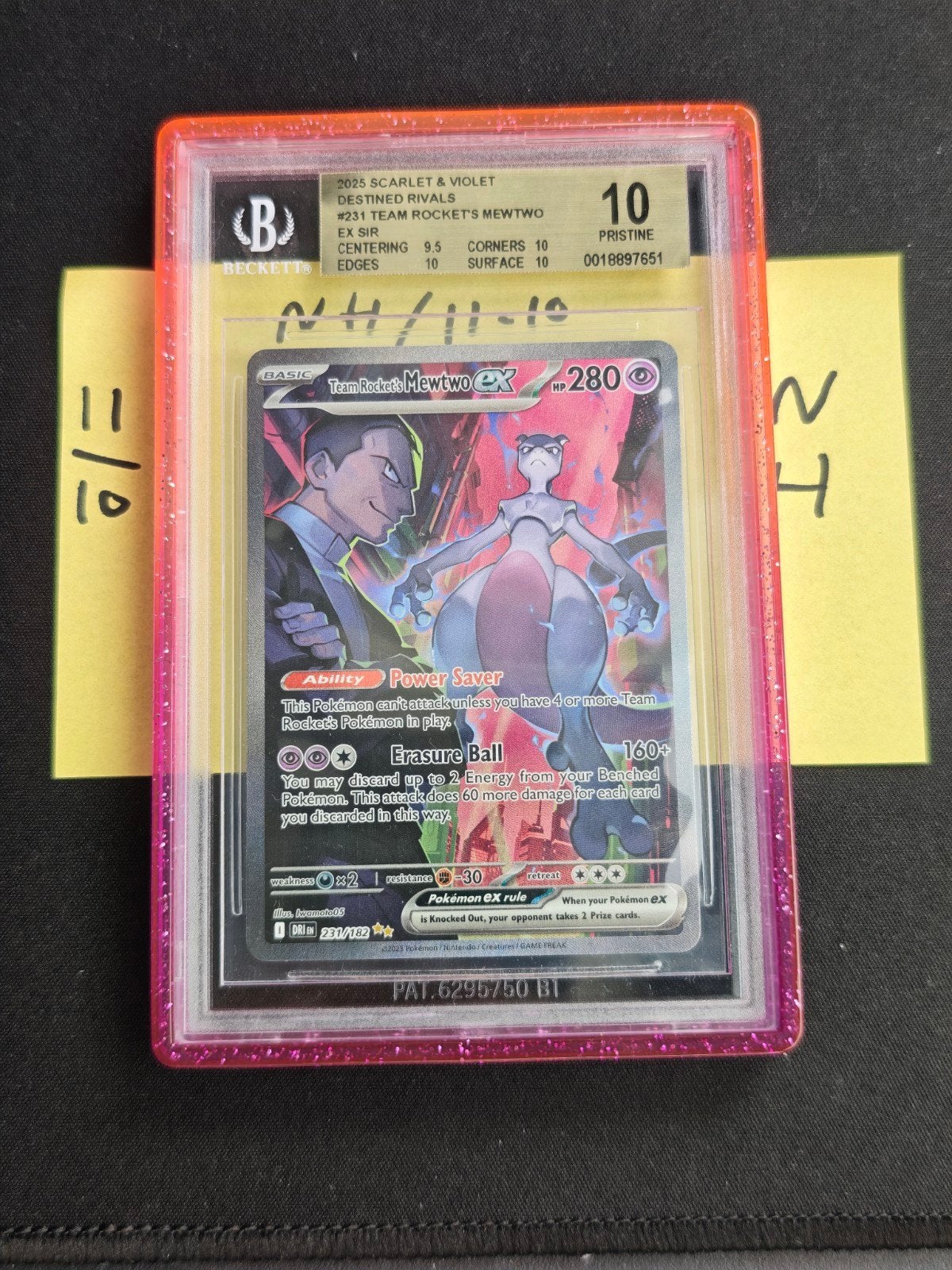 Team Rocket's Mewtwo EX 231 (BGS 10 Pristine), Ophalen of Verzenden, Zo goed als nieuw, Losse kaart