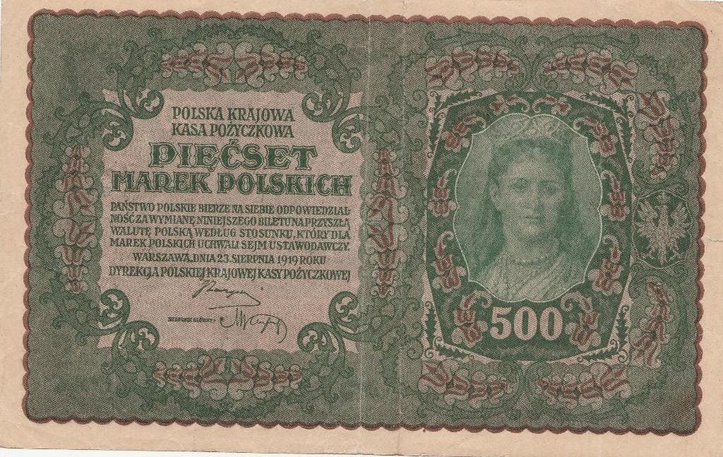 Diecset 500 marek Polskich 1919, Ophalen of Verzenden, Polen, Los biljet