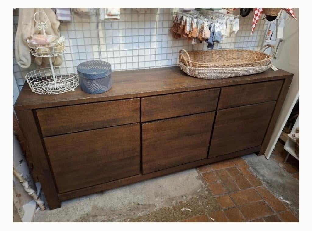 Massief houten dressoir, Ophalen, Gebruikt, 150 tot 200 cm, 25 tot 50 cm