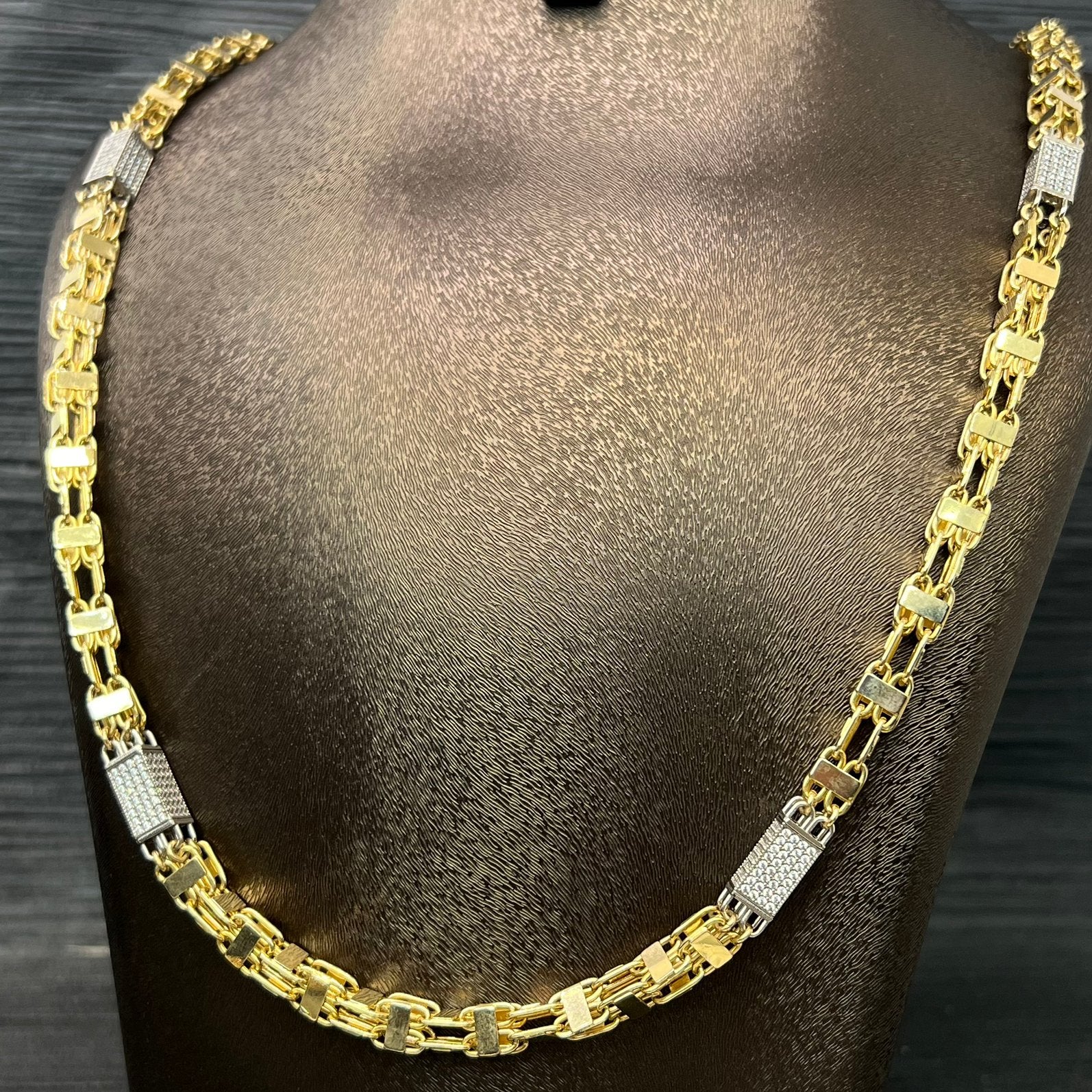14k gouden magnum ketting met blokjes, Ophalen of Verzenden, Nieuw, Goud, Goud