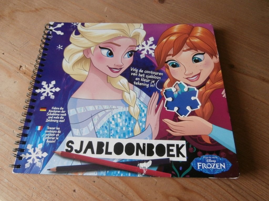 tekenen Sjabloonboek me sjablonen Frozen Elza en Anna Disney, Ophalen of Verzenden, Gebruikt, Papier, Schets- of Tekenboek